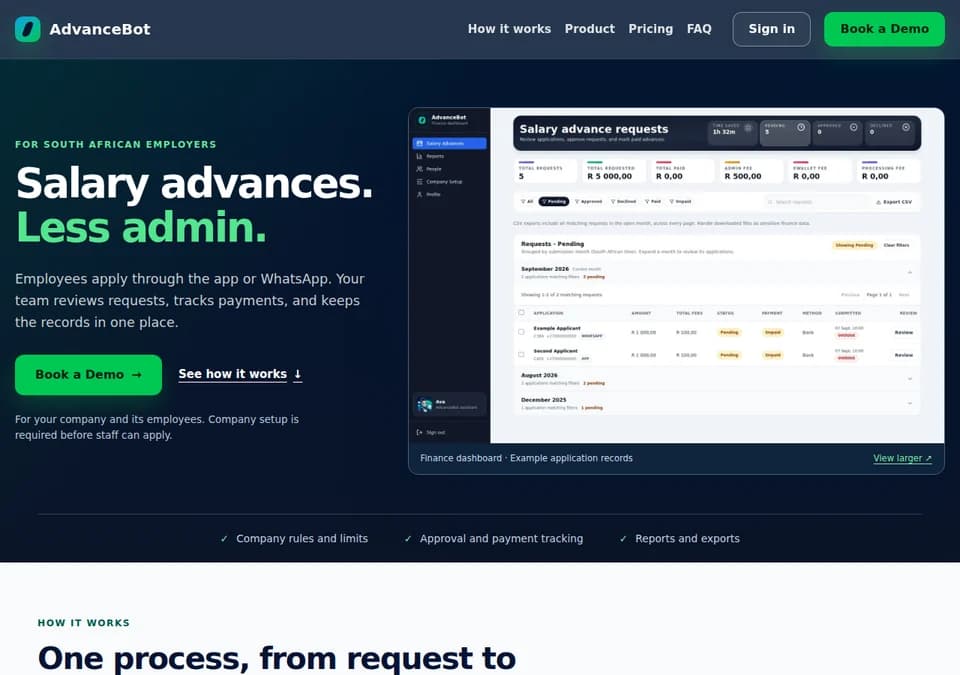 AdvanceBot public website preview