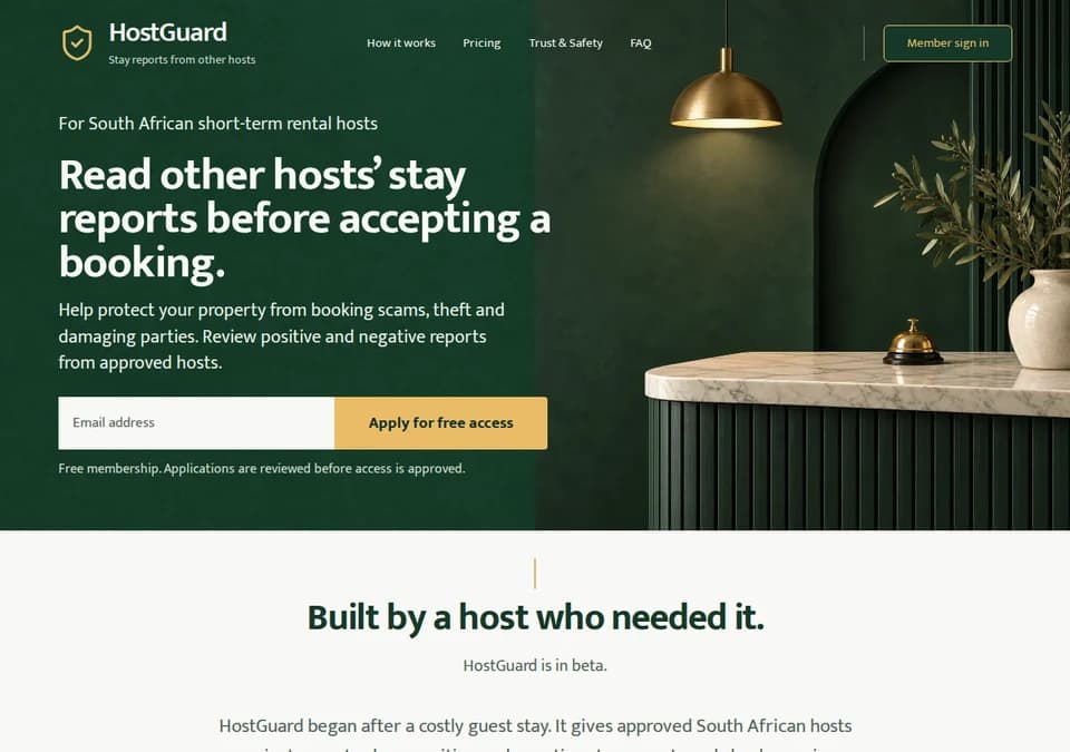 HostGuard public website preview