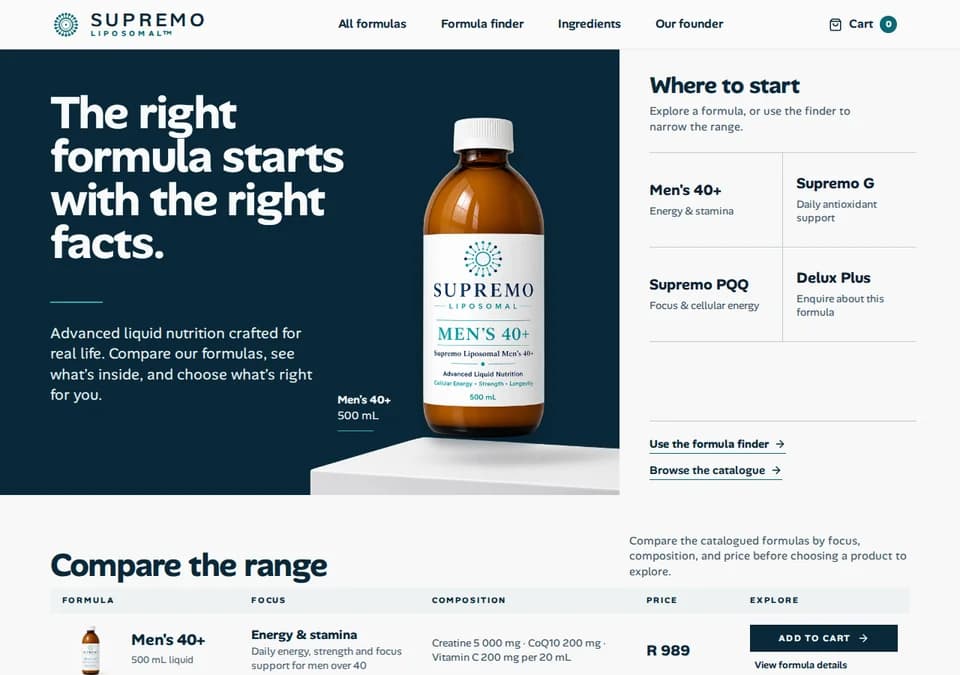 Supremo Liposomal public website preview